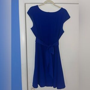 Chic Royal Blue Midi Dress With Removable Bow